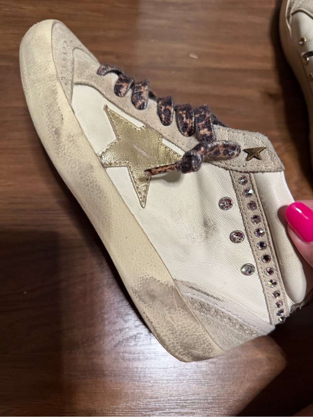 Golden Goose Cream Sneakers with Swarovski crystals